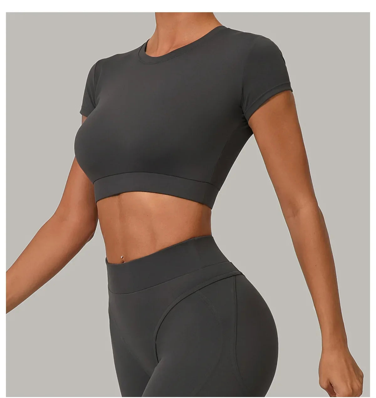 Yoga T-shirt Women's Short Sleeved Sports T-shirt Quick Drying Workout Short Sleeved Pilates Running Tights Exercise Fitness Top