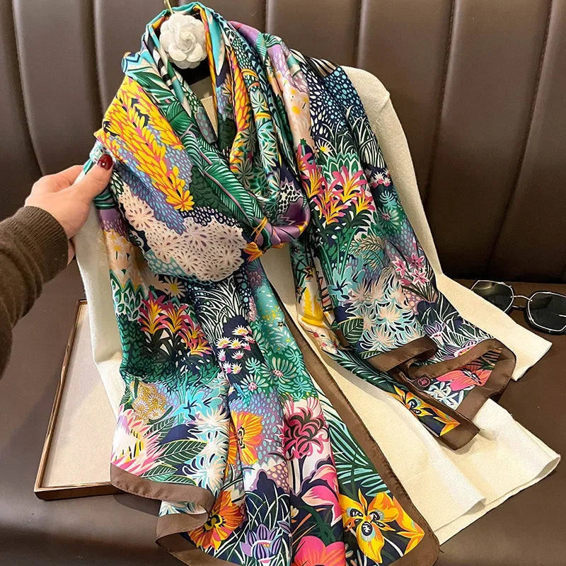 Spring Scarf Women's Luxury Design Scarf Silk Smooth Scarf Soft Muslim Headband Shawl Beach 85x180cm Luxlife Brands