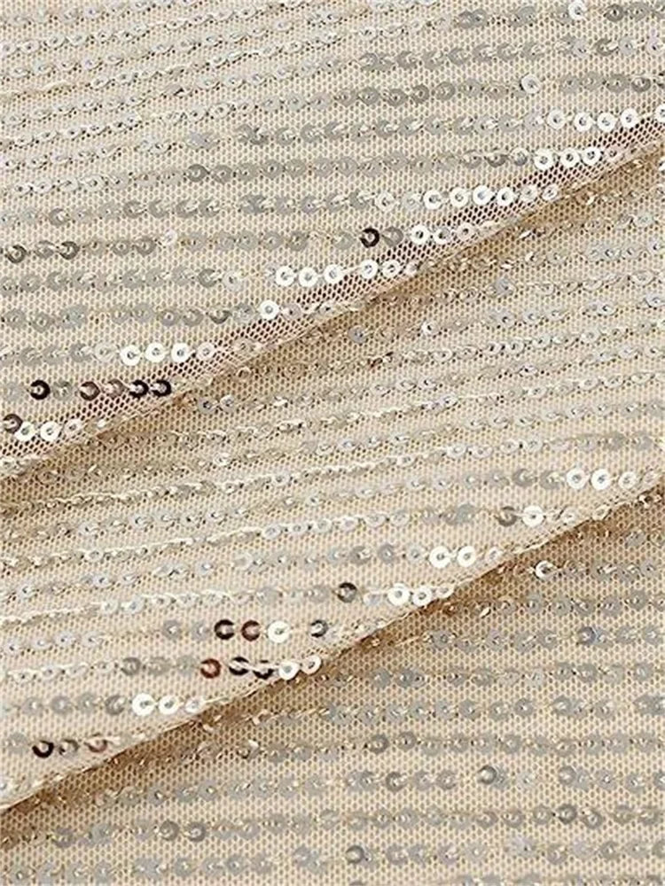 Women Loose Sparkly Prom Dresses 2023 Gold Black Silver Sequin Round Neck Short Party Dress With Belt Elegant Night Club Outfits LUXLIFE BRANDS