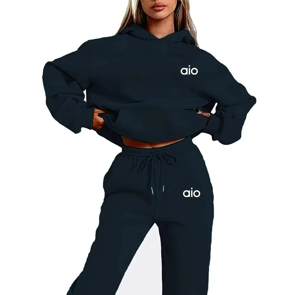Women Monochrome Hoodie & Joggers Set