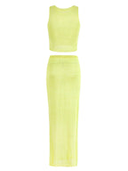 Women Sexy Knit See-through Shiny Top Half Long Skirt Set 2025 Summer Beachwear Swimsuit Cover Up 2 Piece Party Club Outfit K68 Luxlife Brands