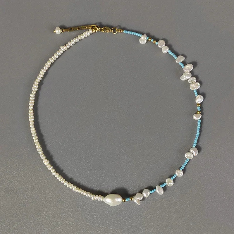 Boho Fashion Gold-Color Shell Necklace Natural Pearl Handmade Beautiful Necklace Women Baroque Jewelry Charm Statement Best Gift