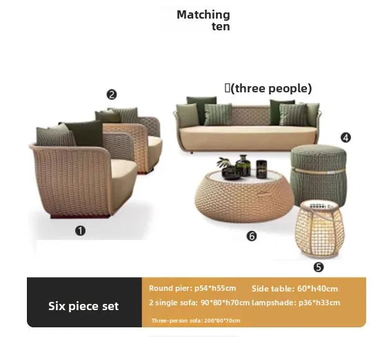 Italian Style Modern Luxury Waterproof Outdoor Rattan Garden Sofa Set For Hotels And Villas For Courtyard Luxlife Brands