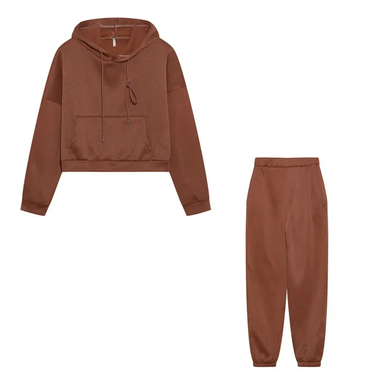 Women Hooded Sweatshirt & Pants Set