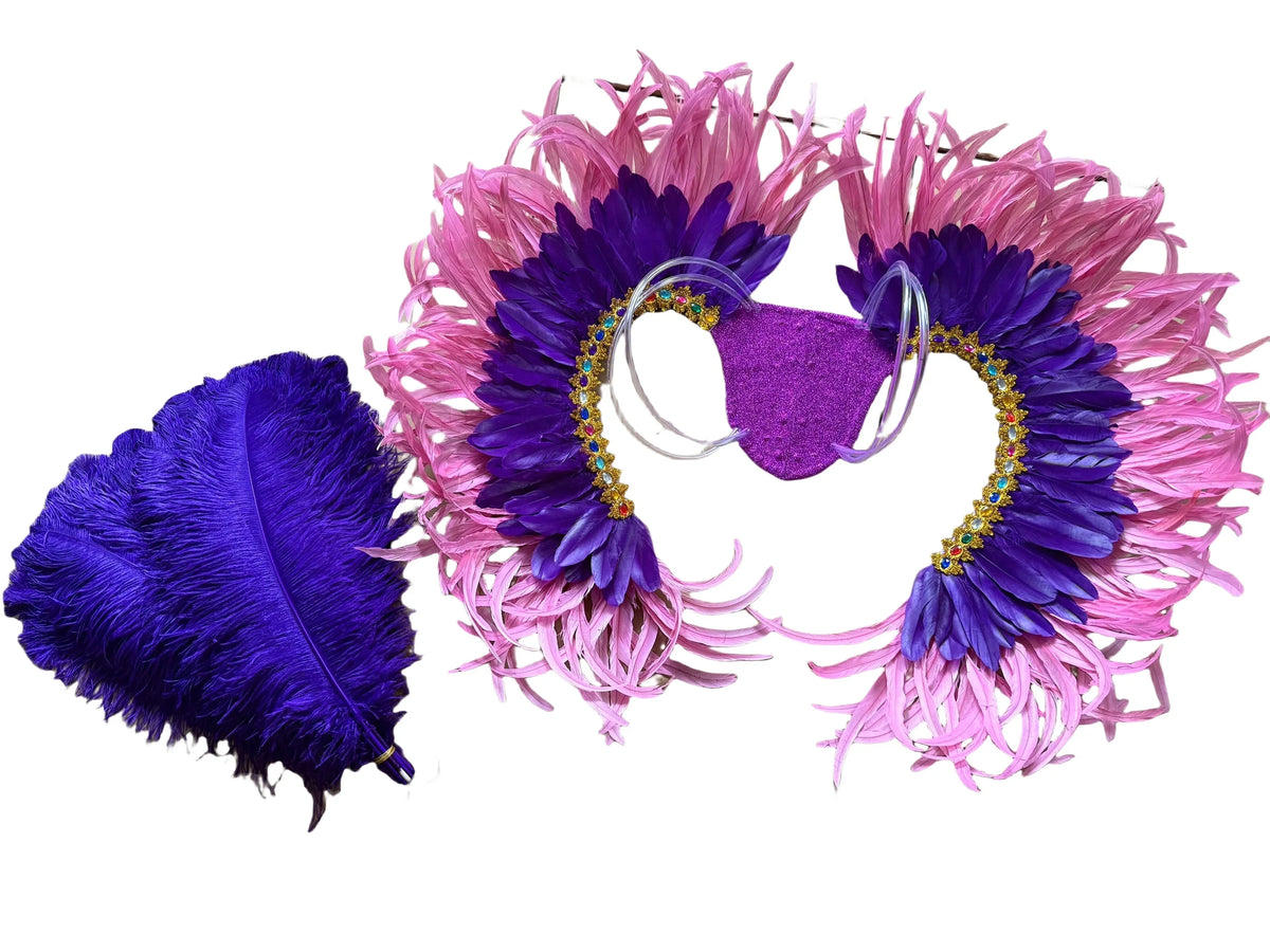 Two-Tone Feather Wing Backpiece Stage Costume Accessory