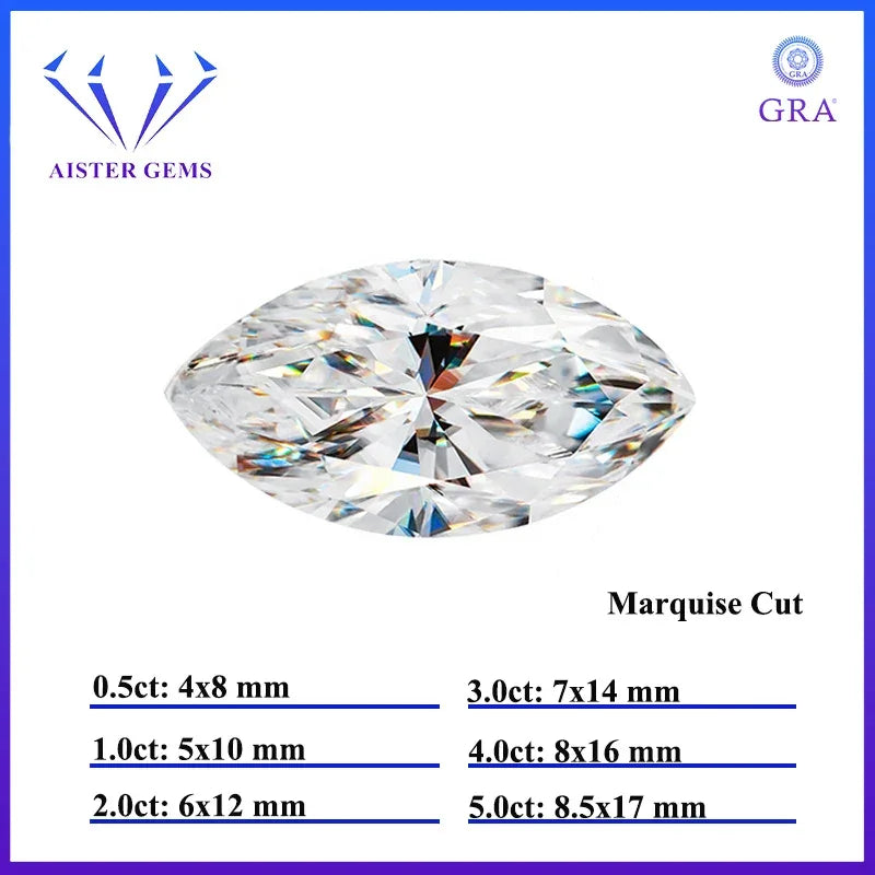 White D Color Moissanite diamonds with GRA Certificate Round Oval Heart Emerald Princess Radiant Cushion Trilliant Marquise Cut
