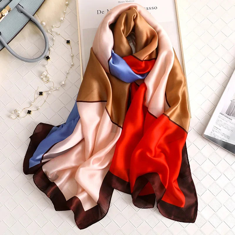 180*90cm Luxury Brand Spring Summer Autumn Women Clothing New Fashion Color matching printed silk scarf lady popular turba