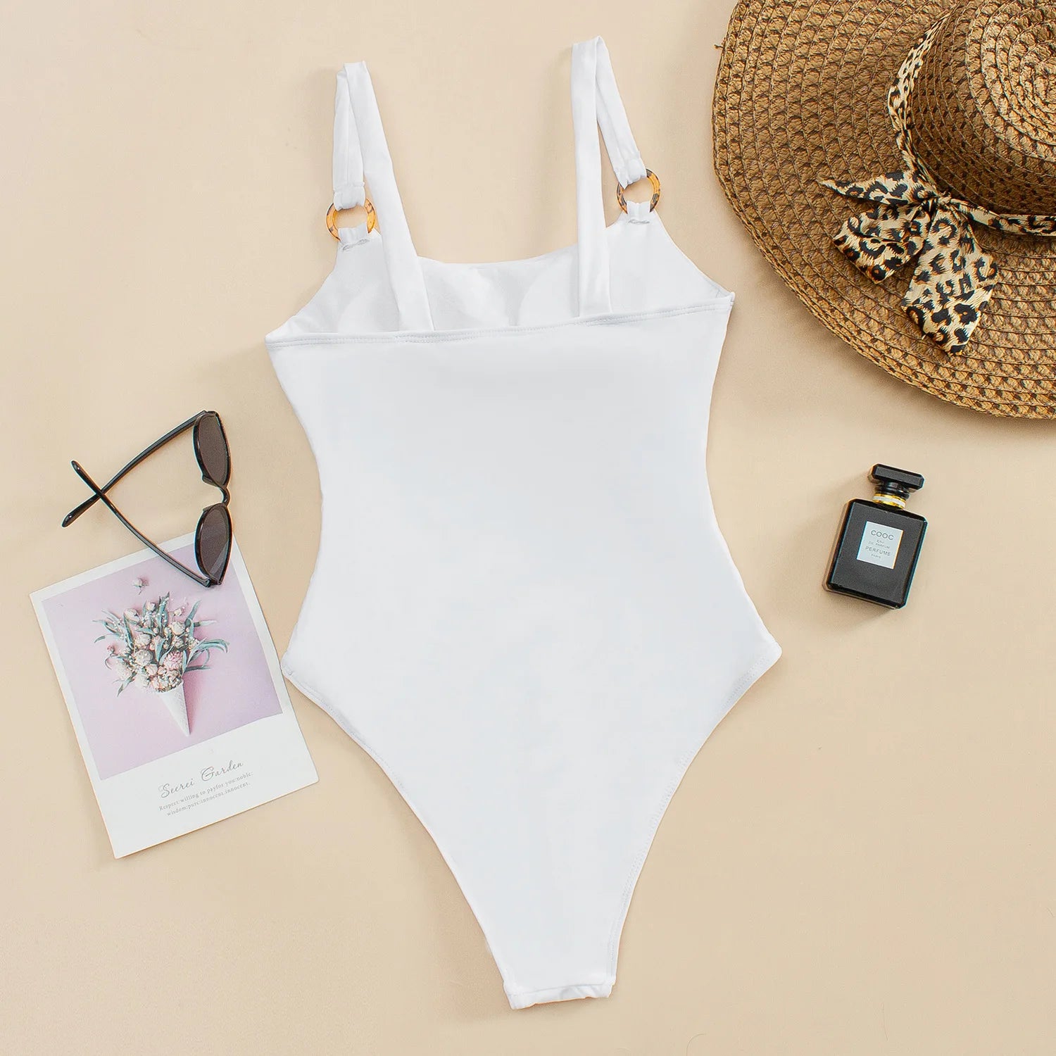 Sexy One piece Solid Color Women Bikini Set with Hollow Suspender Bikini Fashion Backless Swimsuit Low Waisted Bikini Set