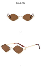 Fashion Small Polygonal Sunglasses Women Brand Metal Half Frame Glasses Ladies Hipster Sexy Cat Eye Shades Vintage Luxlife Brands