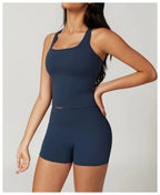 2 Pieces Yoga Suit Naked Feel Gym Set Women Sportswear Workout Clothes High Waist Yoga Short Skirt Fitness Leggings Sports Bra Luxlife Brands