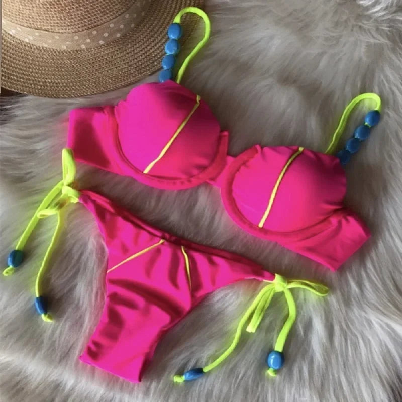 Sexy Bikini 2022 Push Up Bikini Set Yellow Swimwear Women Micro Swimsuit Female Bandage Biquini Beach Wear Swimming Two-Piece Luxlife Brands