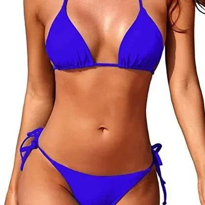Pure Color Bikini Trendy Three-Point Beach Swimsuit Sexy Bandage Women's Swimwear Trend Set Beach Vacation Essential Luxlife Brands