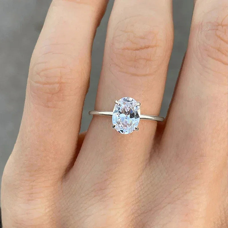 925 Sterling Silve 1-8CT Zircon Gorgeous Shiny Oval Stone Ring For Women Engagement Wedding Luxury High Quality Fine Jewelry Luxlife Brands
