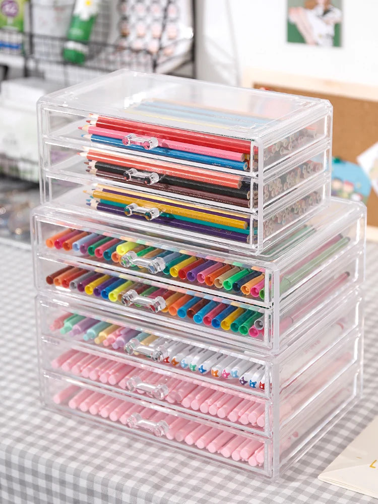 Multifunctional Desktop Organizer Pen Washi Tape Holder Makeup Storage Box School Office Accessories Stationery Holder LUXLIFE BRANDS