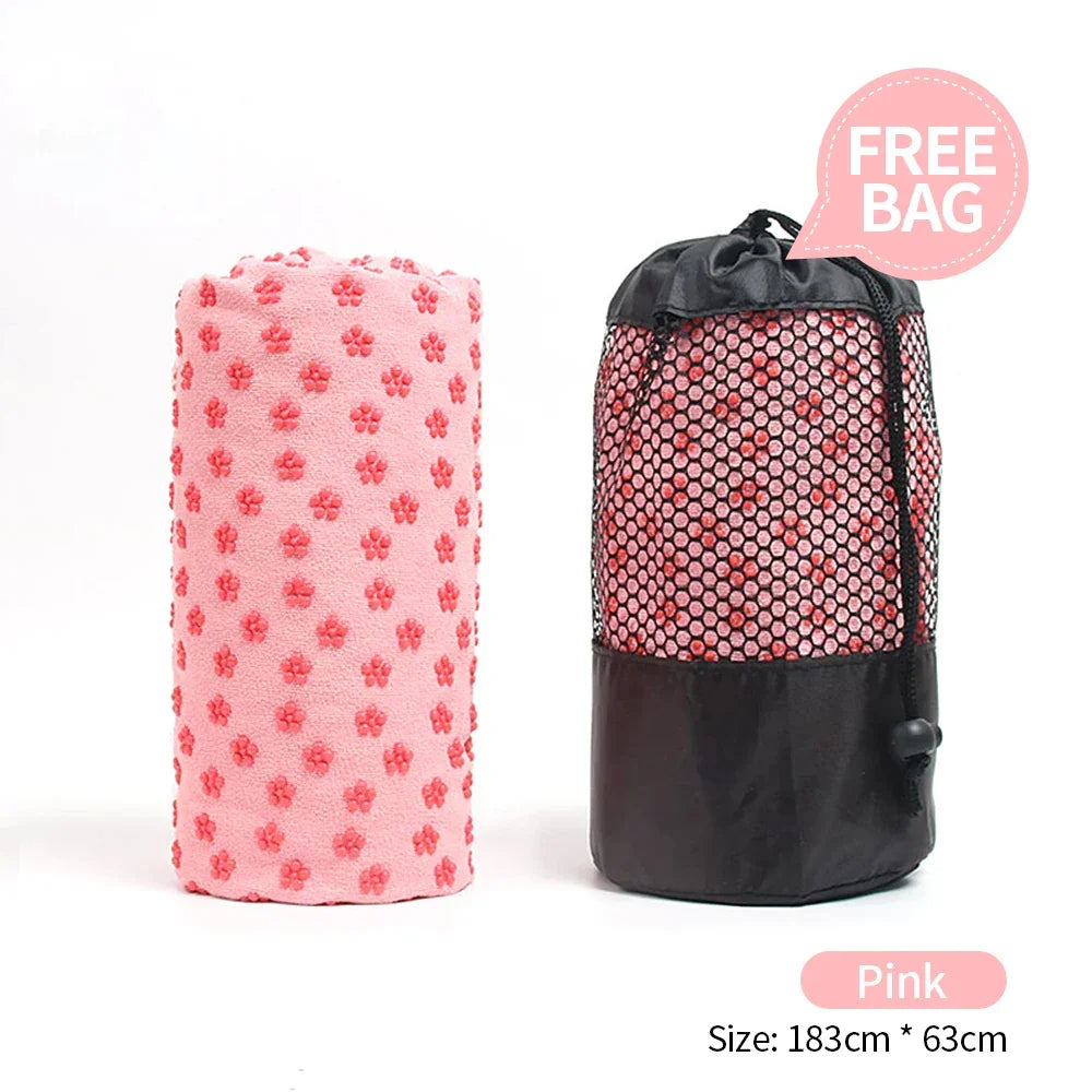 Yoga Mat Cover Towel Non-Slip Sweat Absorbent Solid Foldable Portable Pilates Exercise Sports Travel Fitness Blanket 183CM*63CM