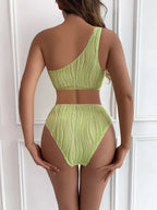 Sexy Rib One Shoulder Swimwear Women One Piece Swimsuit New 2023 High Waist Bathing Suit Cut-out Swimming for Beachwear Monokini