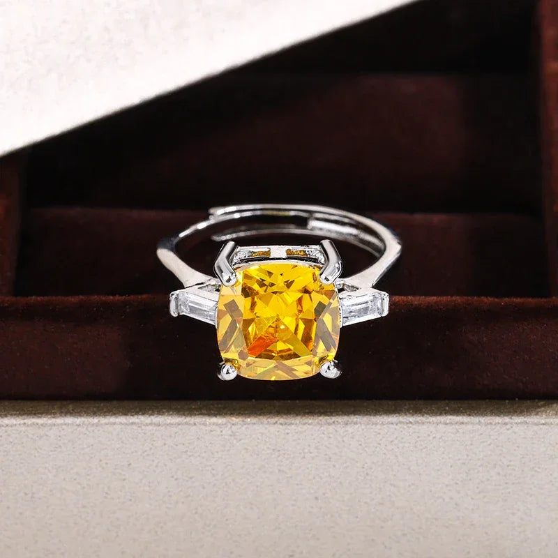 Canary Yellow 925 SS Resizable Ring LUXLIFE BRANDS