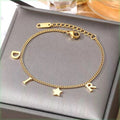 Korea New Fashion Letter Star Pendant Bracelet Woman Simple Vintage Stainless Steel Bracelet Luxury Jewelry Accessories Gifts Luxlife Brands