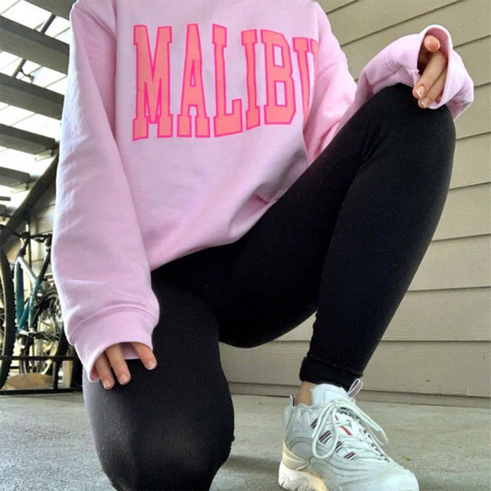 Malibu Pink Oversized Cotton Long Sleeve Sweatshirt
