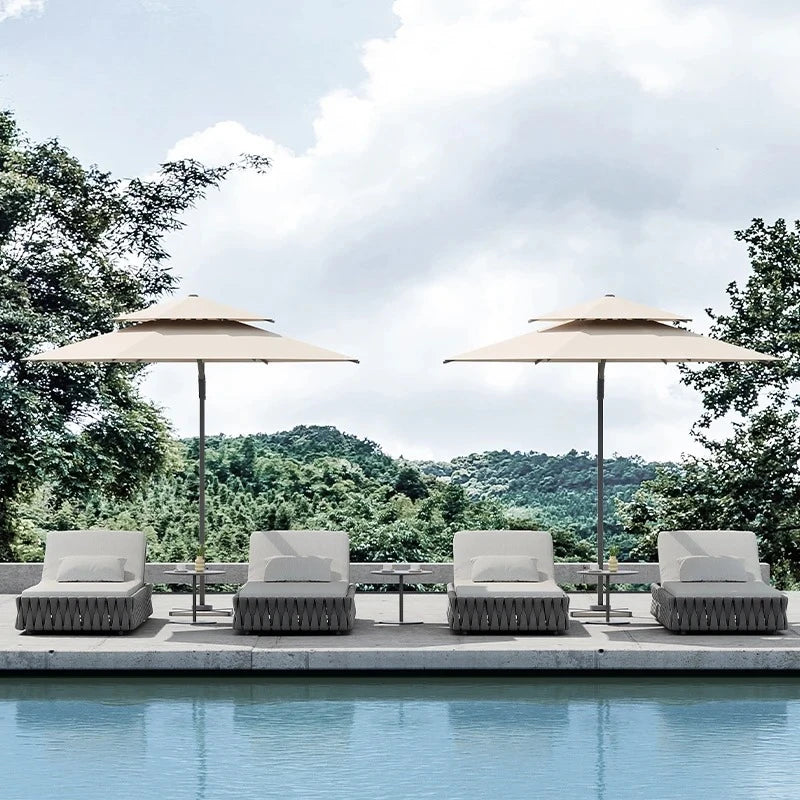 Resort Outdoor Sun Loungers Set Hotel Garden Poolside Sun Loungers Villa Swimming Pool Lounge Chairs Resort Beach Sun Loungers