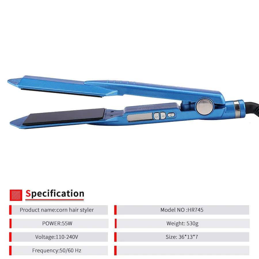 Professional Titanium Flat Iron 470°F Fast Heat up Dual Voltage Flat Iron