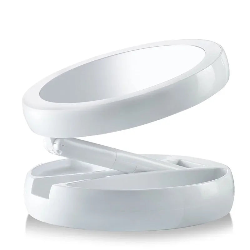 Foldable USB Charging or Battery Led Mirror Makeup White Vanity Cosmetic Mirror with Light 10X Magnifying Table Mirrors LUXLIFE BRANDS