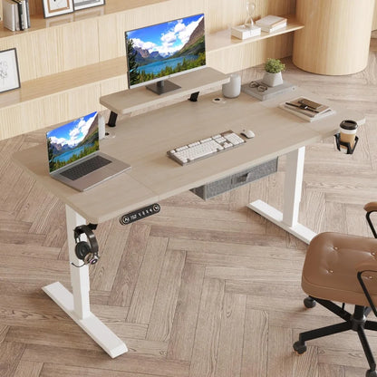 Adjustable Height Sit Stand Up Desk with Storage Shelf