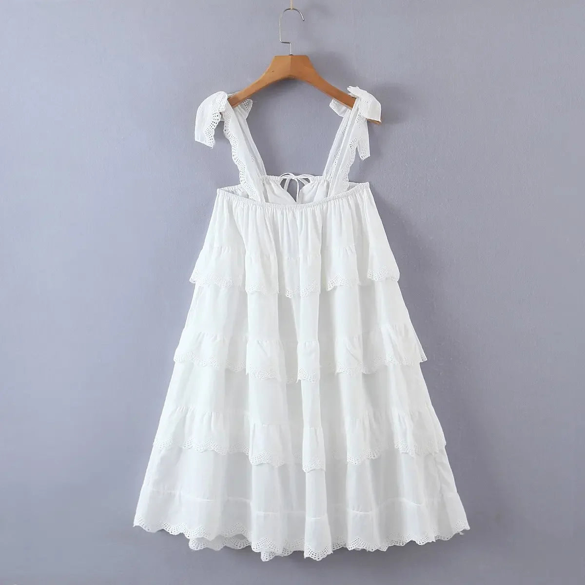 White mini lace dresses for women 2024 Summer party dresses sexy ruffle dress beach outfits for women sundress elegant backelss
