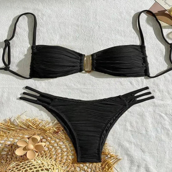 Italia Textured Low Rise Bikini Luxlife Brands