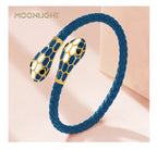 Double Snake Head Cuff Bangles Braided Leather Luxlife Brands
