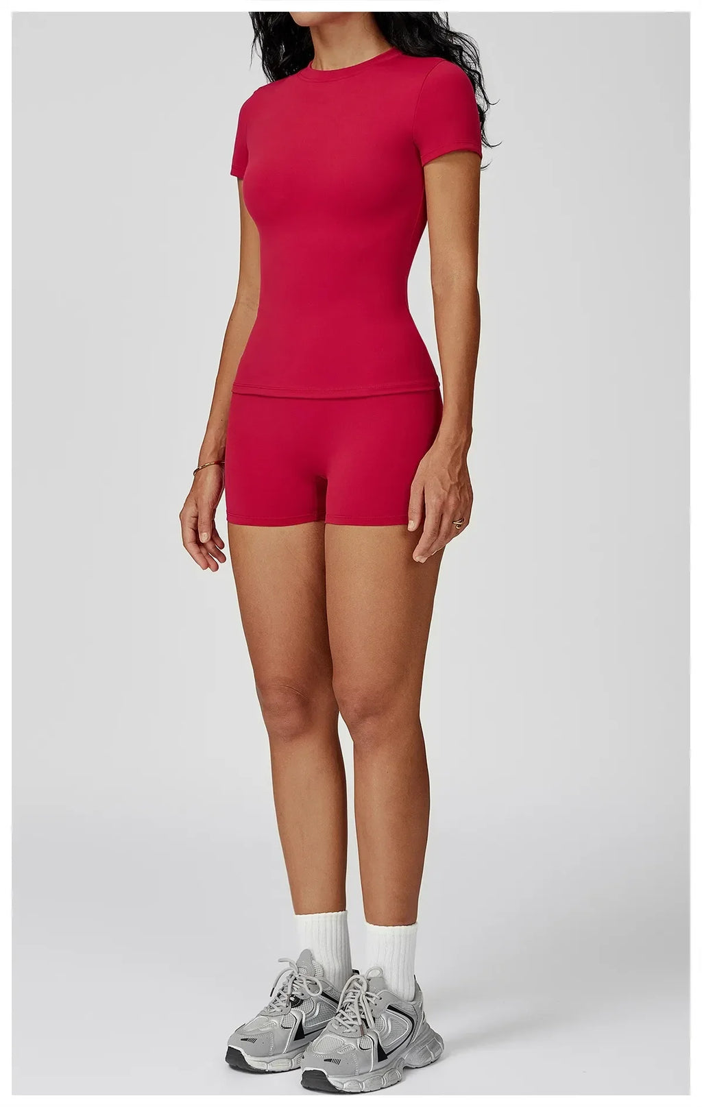 Hearuisavy Women 2 Piece Sport Pants Set Gym Sportswear Workout Short Sleeves Female Push Up Yoga Pants Running Fitness Clothing