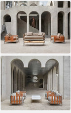 Outdoor stainless steel sofa rattan courtyard villa rain and sun coffee table combination Luxlife Brands
