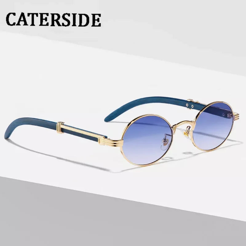 CATERSIDE 2022 Luxury Brand Designer Glasses Man Retro Classic Round Oval Sunglasses Men Fashion Popular Travel Wooden Shades LUXLIFE BRANDS