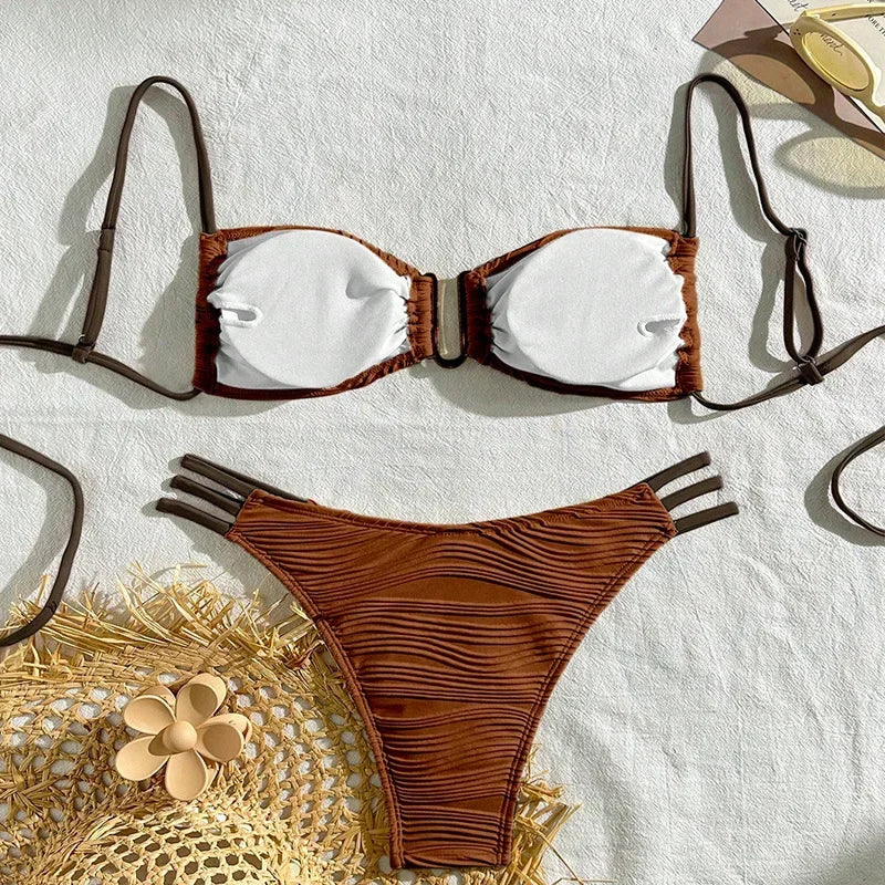 Italia Textured Low Rise Bikini Luxlife Brands