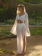 White Bell Sleeve Lace Top + Skirt Set Luxlife Brands