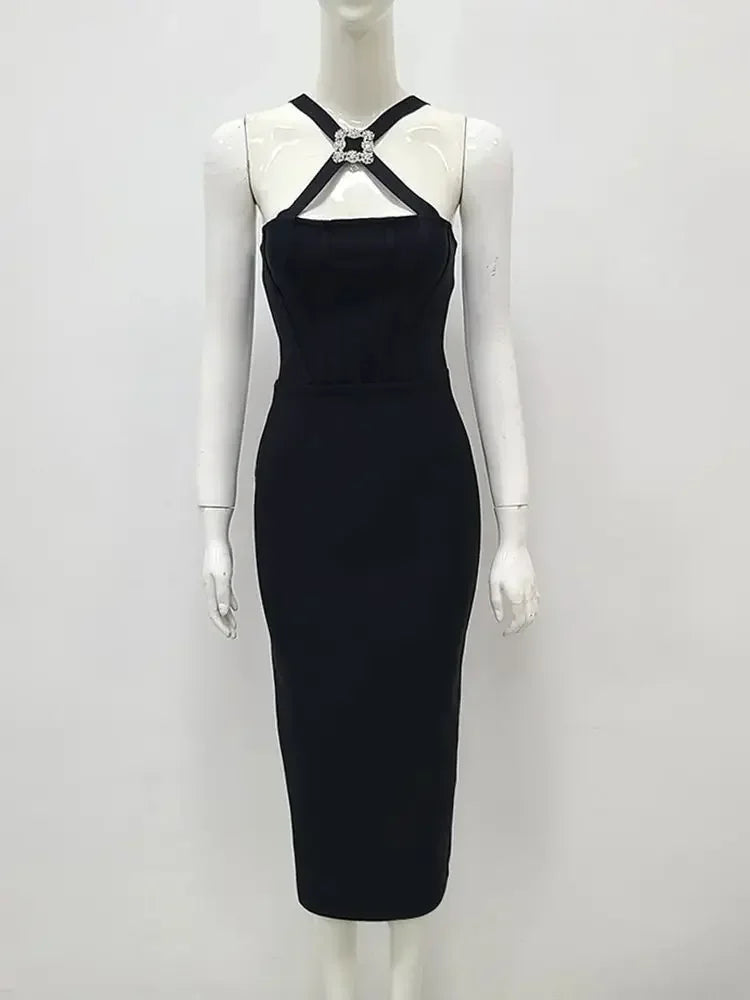 Women's Black Elegant Celebrity Party Dress - LUXLIFE BRANDS