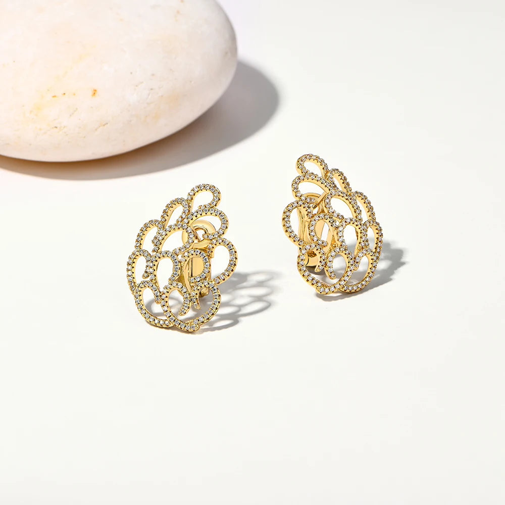 ATTAGEMS Snowflake Women's Earrings For Party S925 Silver Moissanite Earrings D VVS1 Yellow Gold Plated Gifts Sparkling Jewelry