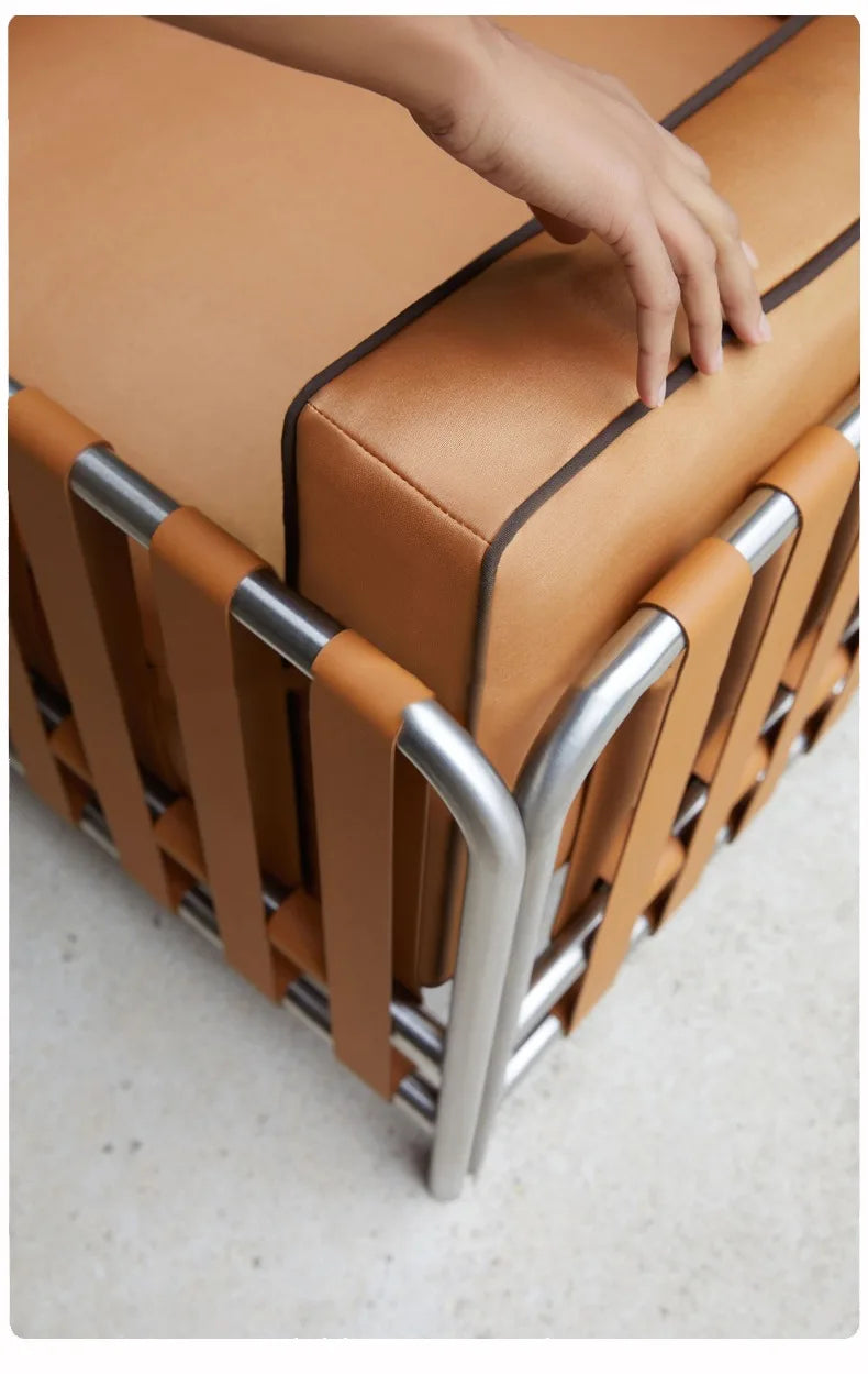 Outdoor stainless steel sofa rattan courtyard villa rain and sun coffee table combination