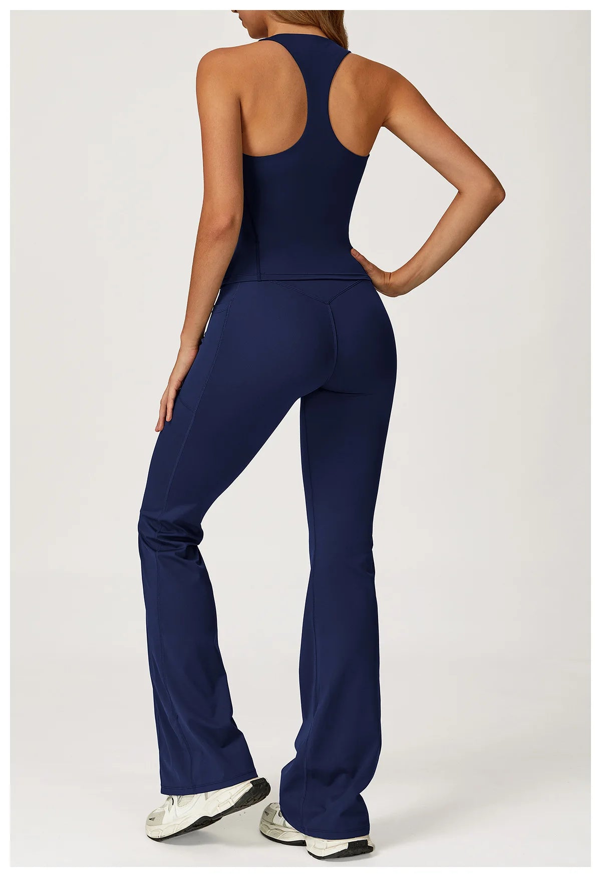 Hearuisavy 2Pcs Woman's Sports Set Naked-Feel Racerback Sports Tops Gym Tank Top Female Breathable High Waist Fitness Yoga Pants