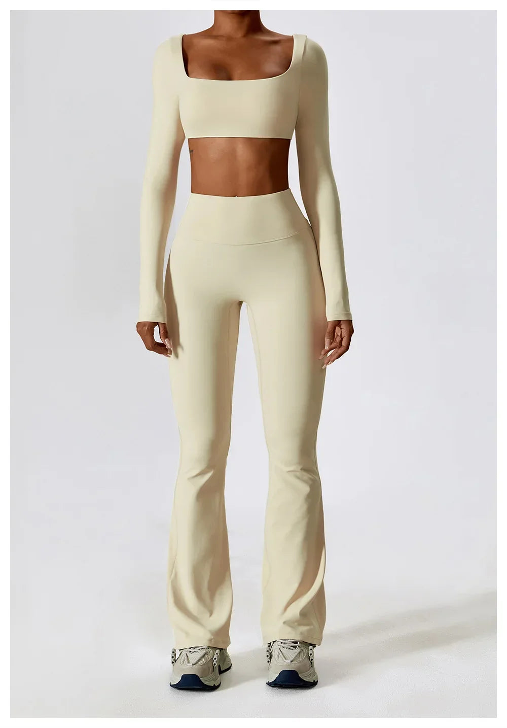 Yoga Shirts Fitness Long Sleeve Women Sport Crop Top Women Square Neck Gym Top Yoga T-Shirt Clothing Casual Quick Dry Sportswear