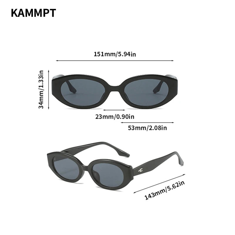 KAMMPT Vintage Oval Sunglasses Women Fashion Retro Female Sun Glasses New Trendy Luxury Brand Designer UV400 Lady Shades Eyewear