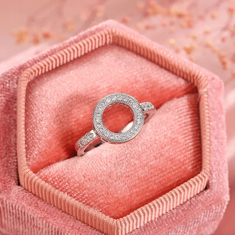 Excellent Round Zircon Ring 925 Sterling Silver AAAA Crystal Inlaid Wedding Ring Female Jewelry Wedding Bride Simple Jewelry LUXLIFE BRANDS