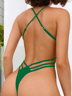 Sexy Criss Cross Backless Female Swimwear One Piece Swimsuit Women Extreme String Thong Monokini High Cut Bathing Suit Swim Lady Luxlife Brands