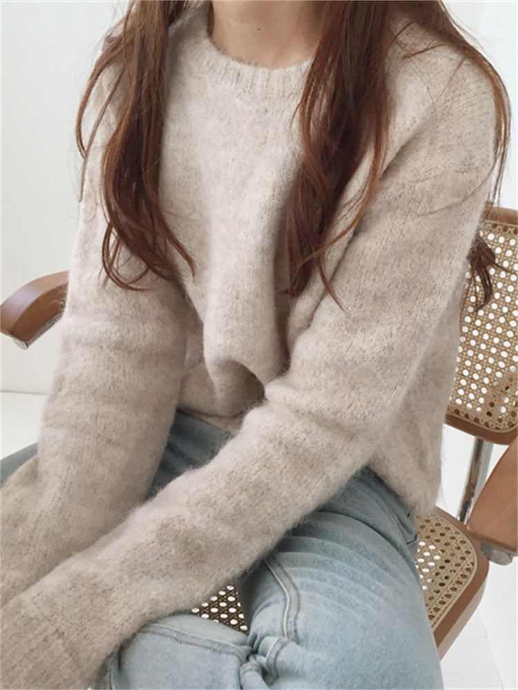 Sweater Women Winter Pullover Girls Sweater Knitting Tops Vintage Long Sleeve Fall Elegant Female Knitted Outerwear Warm Vintage