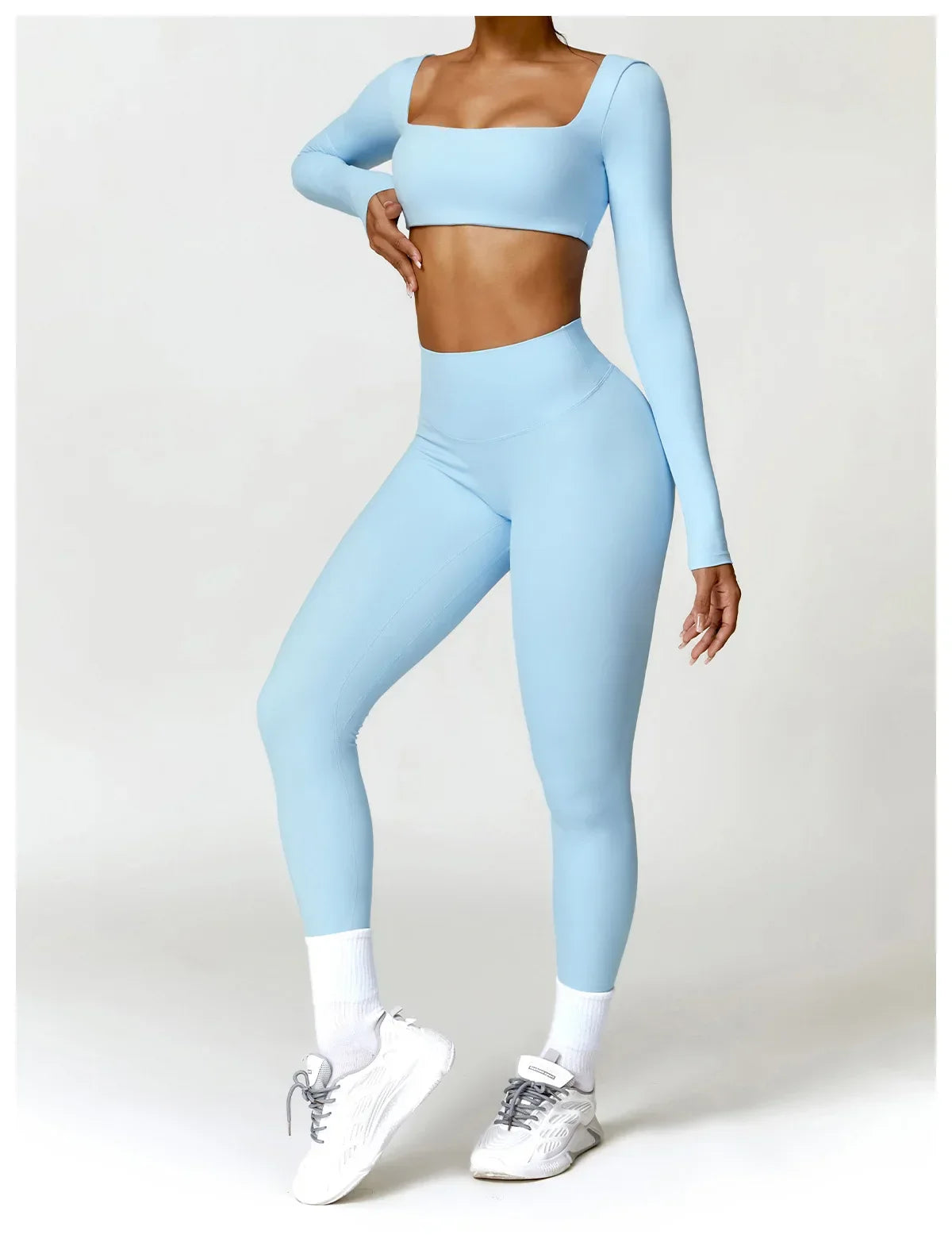 New Long sleeve Shirt Sports Set Women Fitness Tights Yoga Set Crop Top Running High Waist Gym Set Womens Outfits Yoga Clothing Luxlife Brands