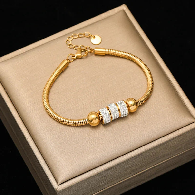EILIECK 316L Stainless Steel Twisted Bracelet Bangles For Women Trendy 18K Gold Plated Wrist Chain Waterproof Jewelry Gift Party Luxlife Brands