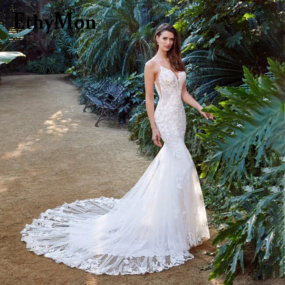 Ethymon Modern Sweetheart Wedding Gown For Bride Off the Shoulder Trumpet Lace Appliques Backless Robe De Mariée Customised Luxlife Brands