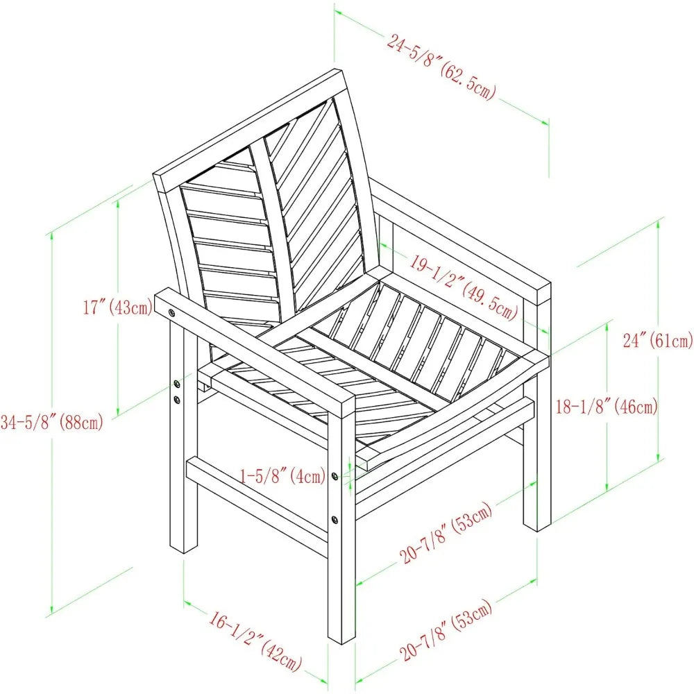 LUXHOME Poolside Chevron Patio Furniture Dining Set Extendable Table, Chairs, Bench