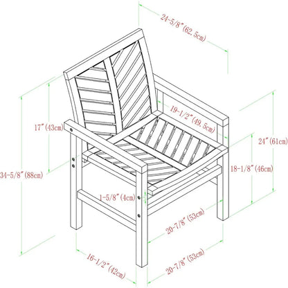 LUXHOME Poolside Chevron Patio Furniture Dining Set Extendable Table, Chairs, Bench