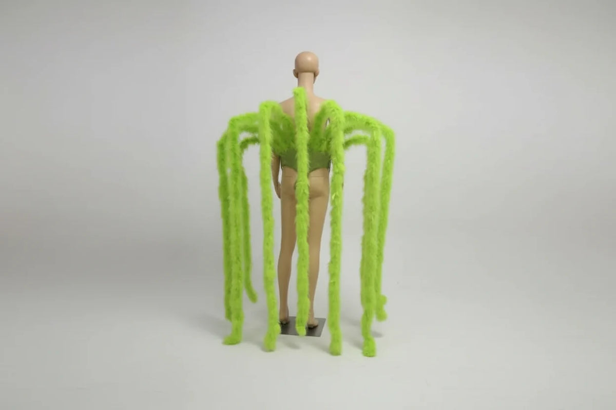 Long Feather Waterfall Backpiece Costume Accessory